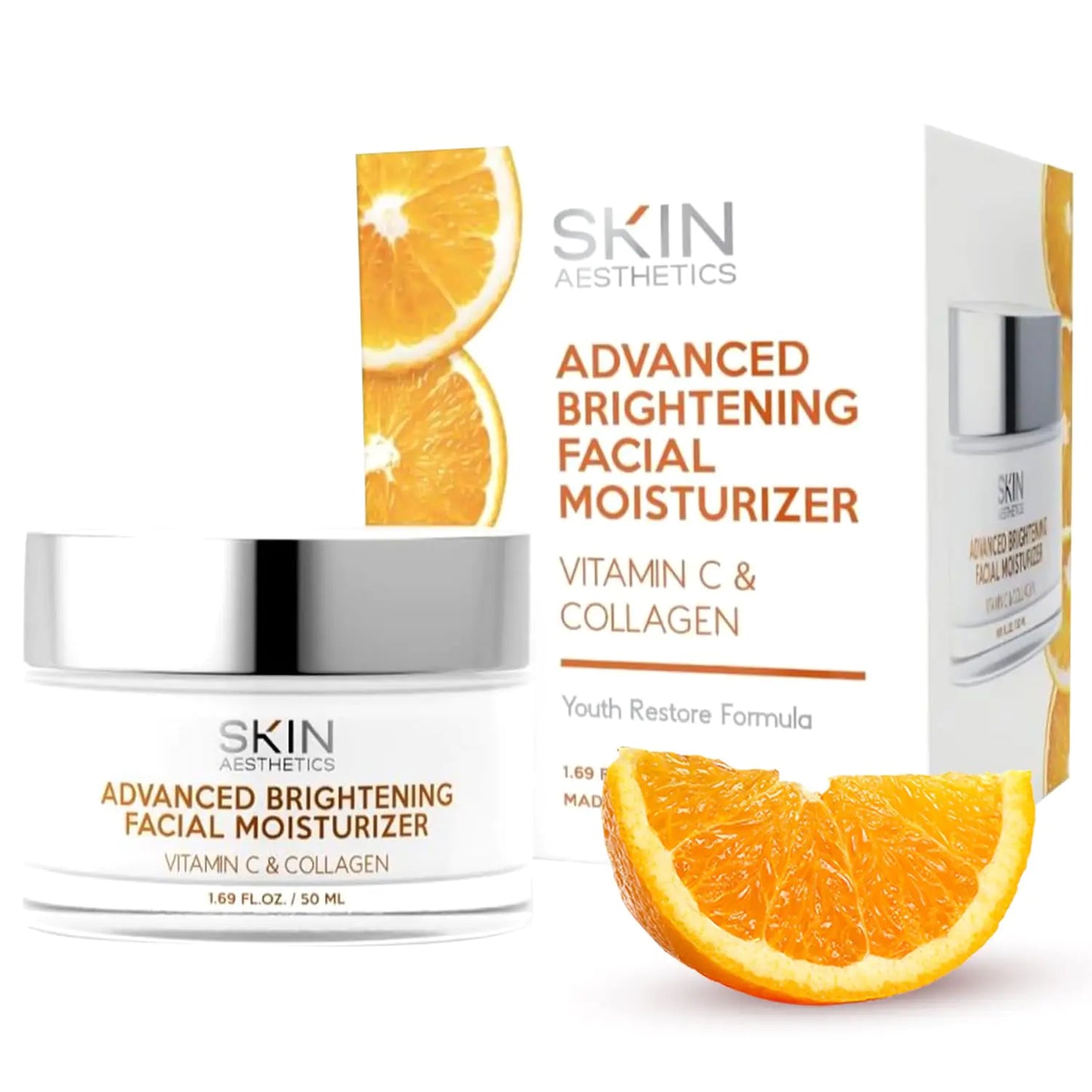 Skin Aesthetics Vitamin C & Collagen Face Moisturizer - Anti-Aging Hydrating Fine Lines & Wrinkles Brightening - Dermatologist Tested Korean Skincare - Clean Beauty Cruelty-Free - 1.69 oz